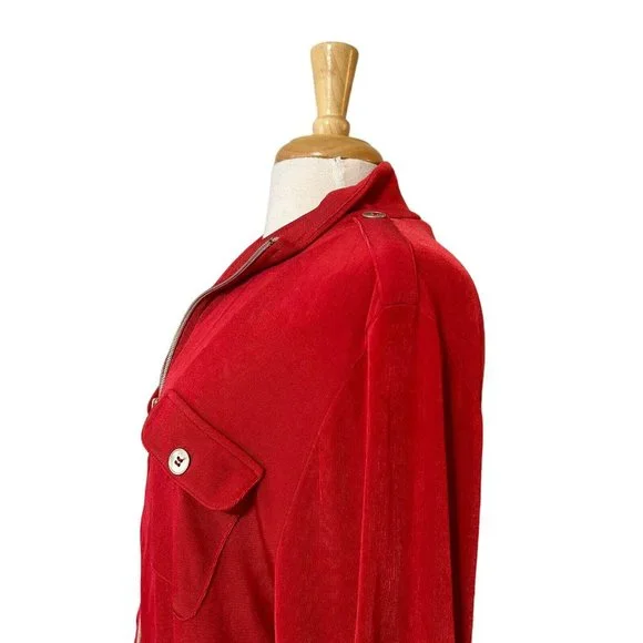 Travelers by Chico's Women's Red Acetate Soft Shell Full Zip Jacket Size 3 XL - Picture 3 of 10